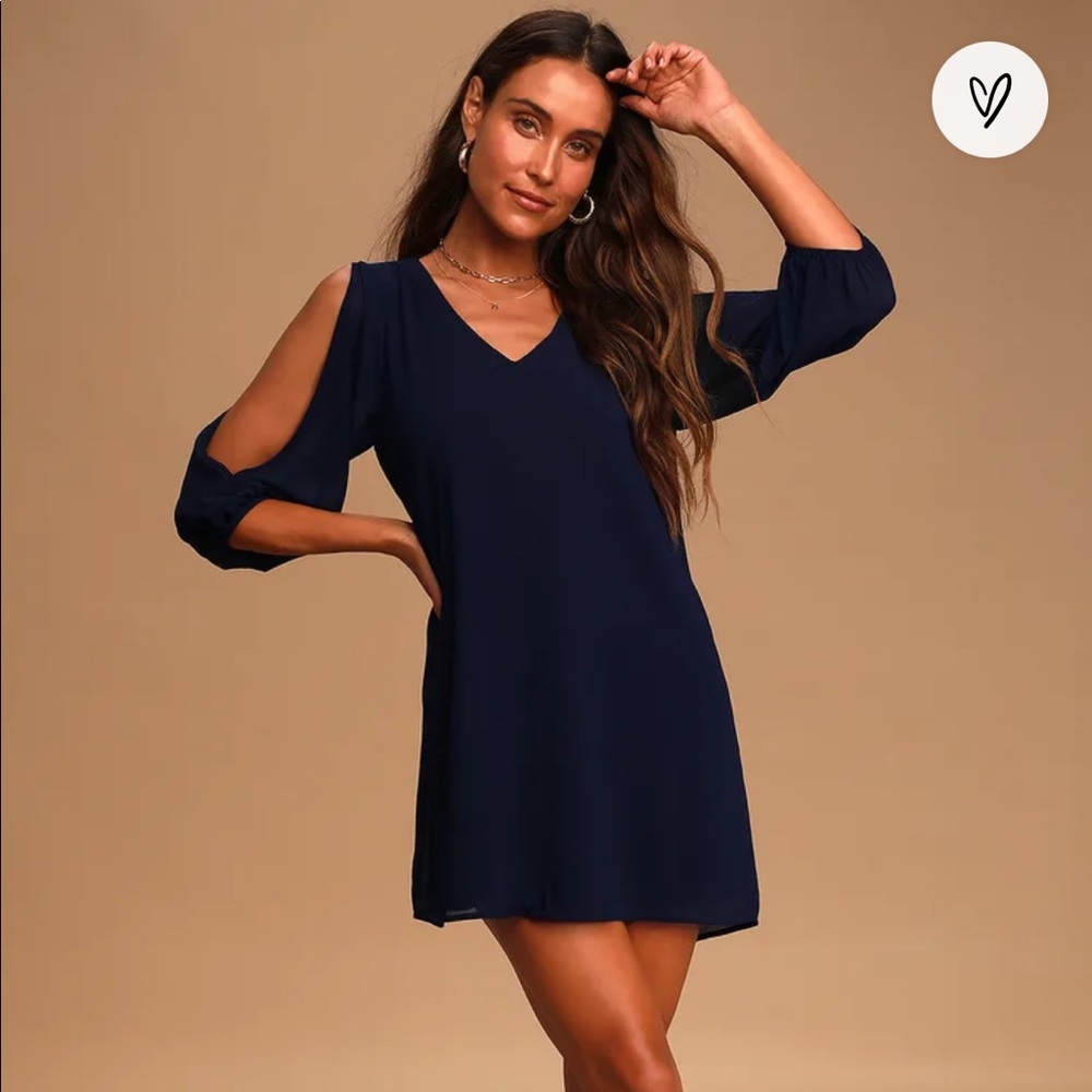 💙Lulus Navy Blue XS Long Sleeve Dress